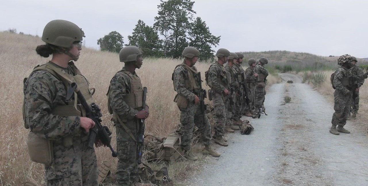 B-Roll: U.S. Marines with HQ Bn. participate in weapon system drills