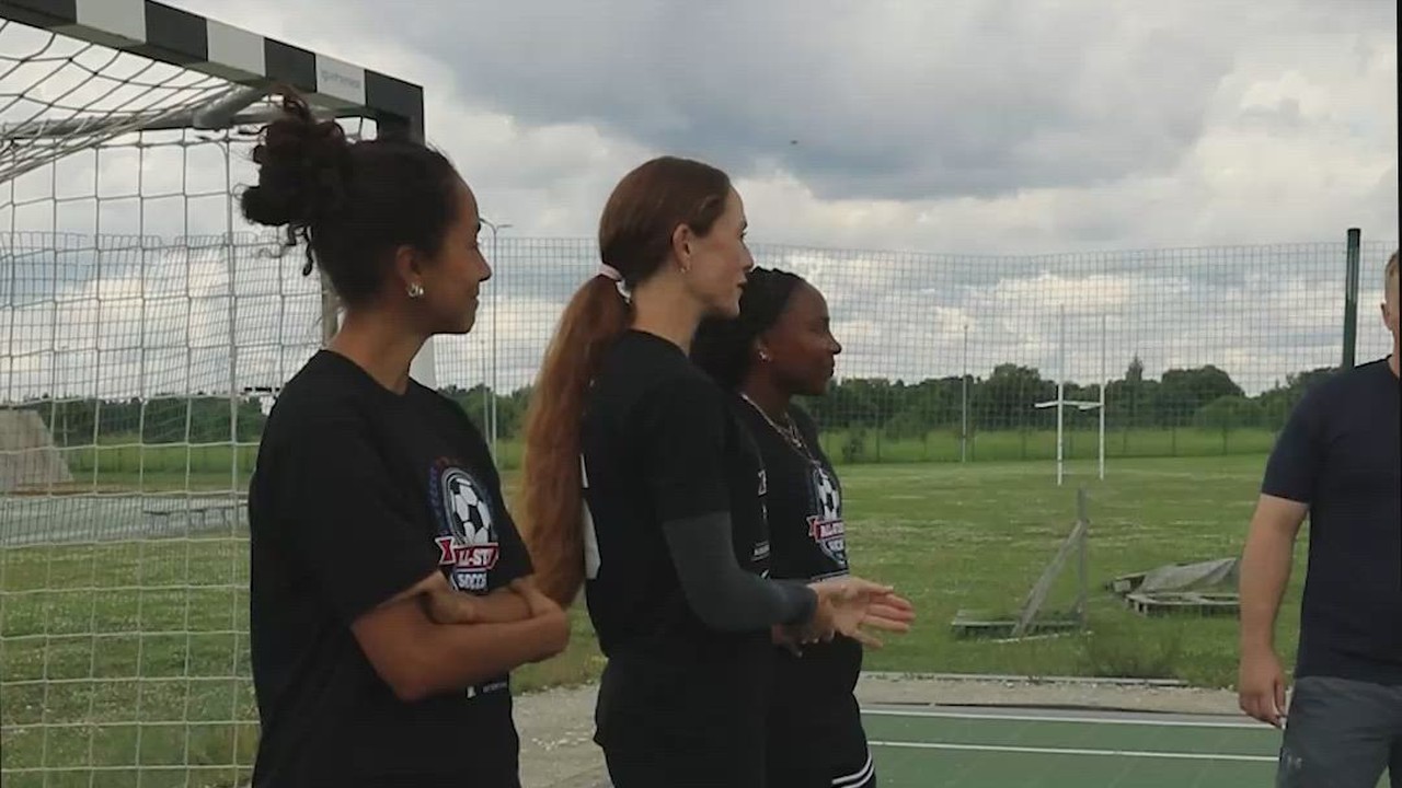 B-Roll: U.S. and U.K. soldiers participate in Armed Forces Entertainment All-Star Soccer Tour
