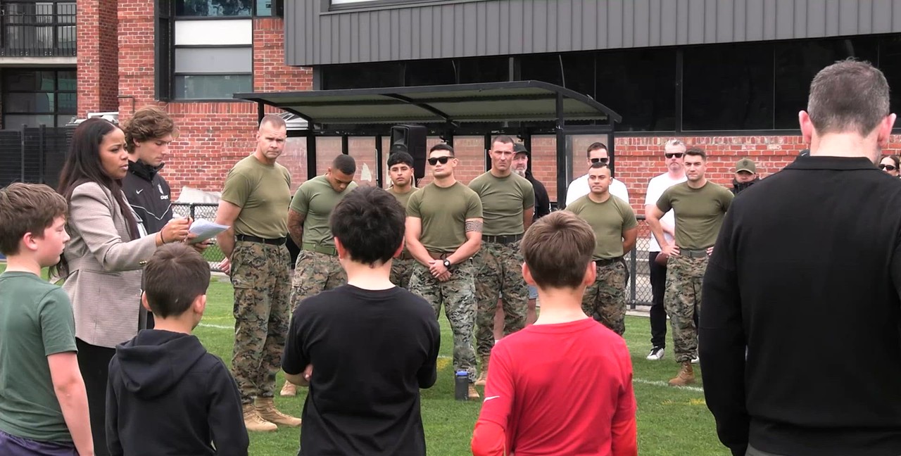 B-Roll: MRF-D Marines participate in flag football event