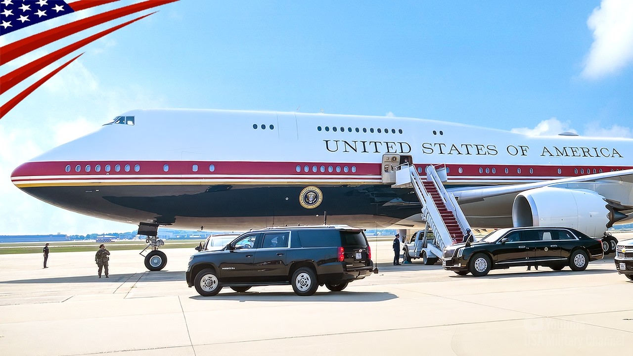 Trump's New "Air Force One" First Flight – VC-25B Bridge (Boeing 747-8 Jet Qatar Gifted)